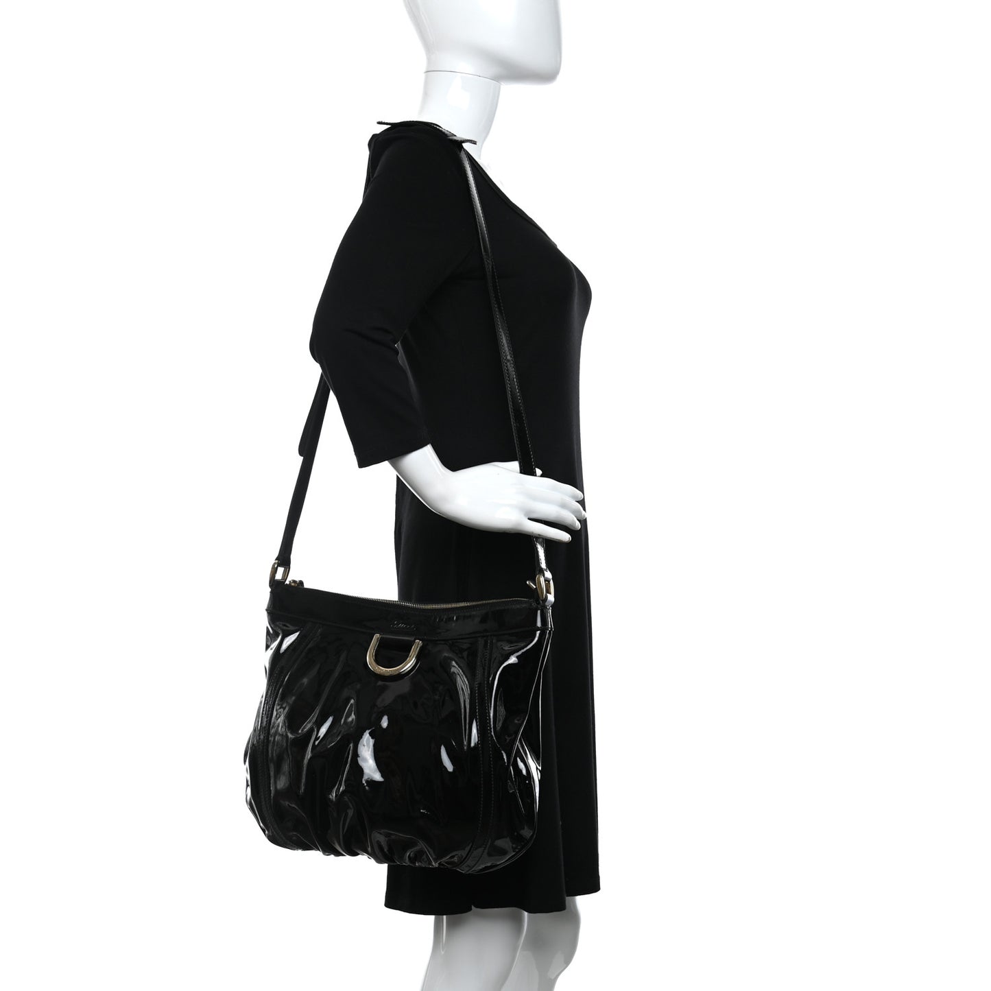 Patent Large D Gold Ring Messenger Black