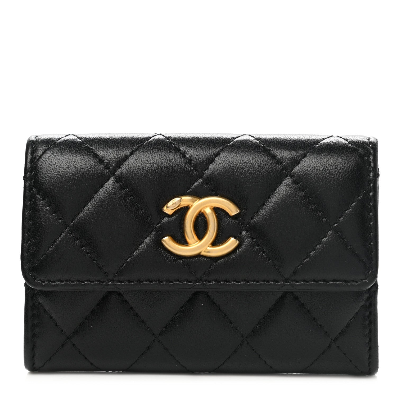Chanel Lambskin Quilted Flap Card Holder Black 1 of 9
