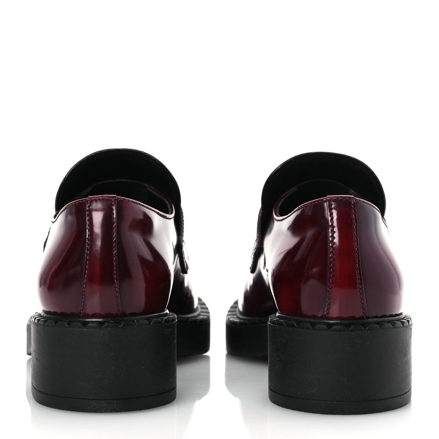 Brushed Calfskin Metal Triangle Logo 50mm Loafers 38.5 Porpora Fume