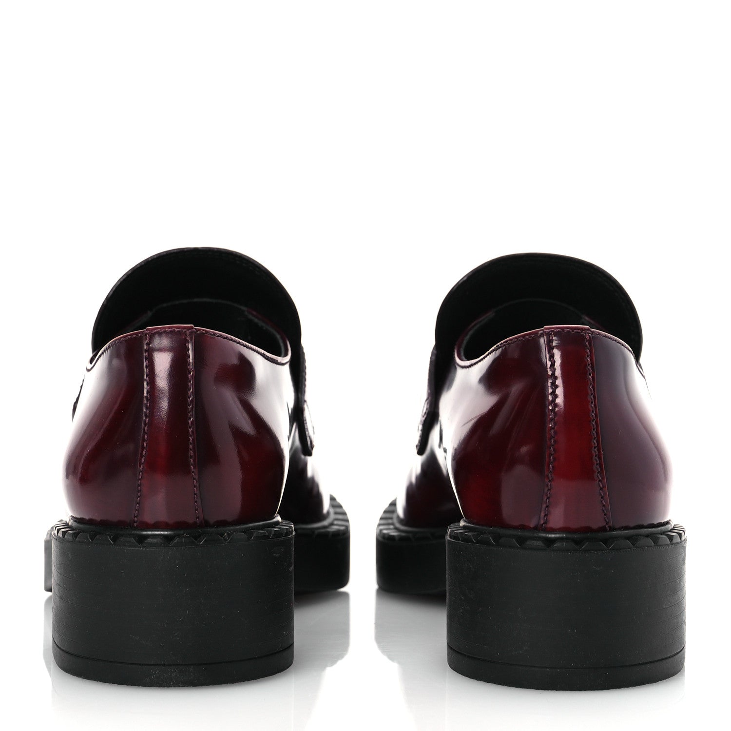 Prada Brushed Calfskin Metal Triangle Logo 50mm Loafers 38.5 Porpora Fume 6 of 12