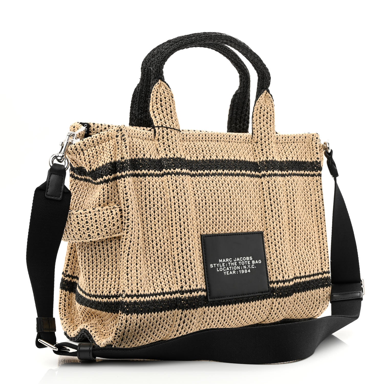 Marc Jacobs Straw Jacquard Medium The Traveler Tote Bag Natural 3 of 10