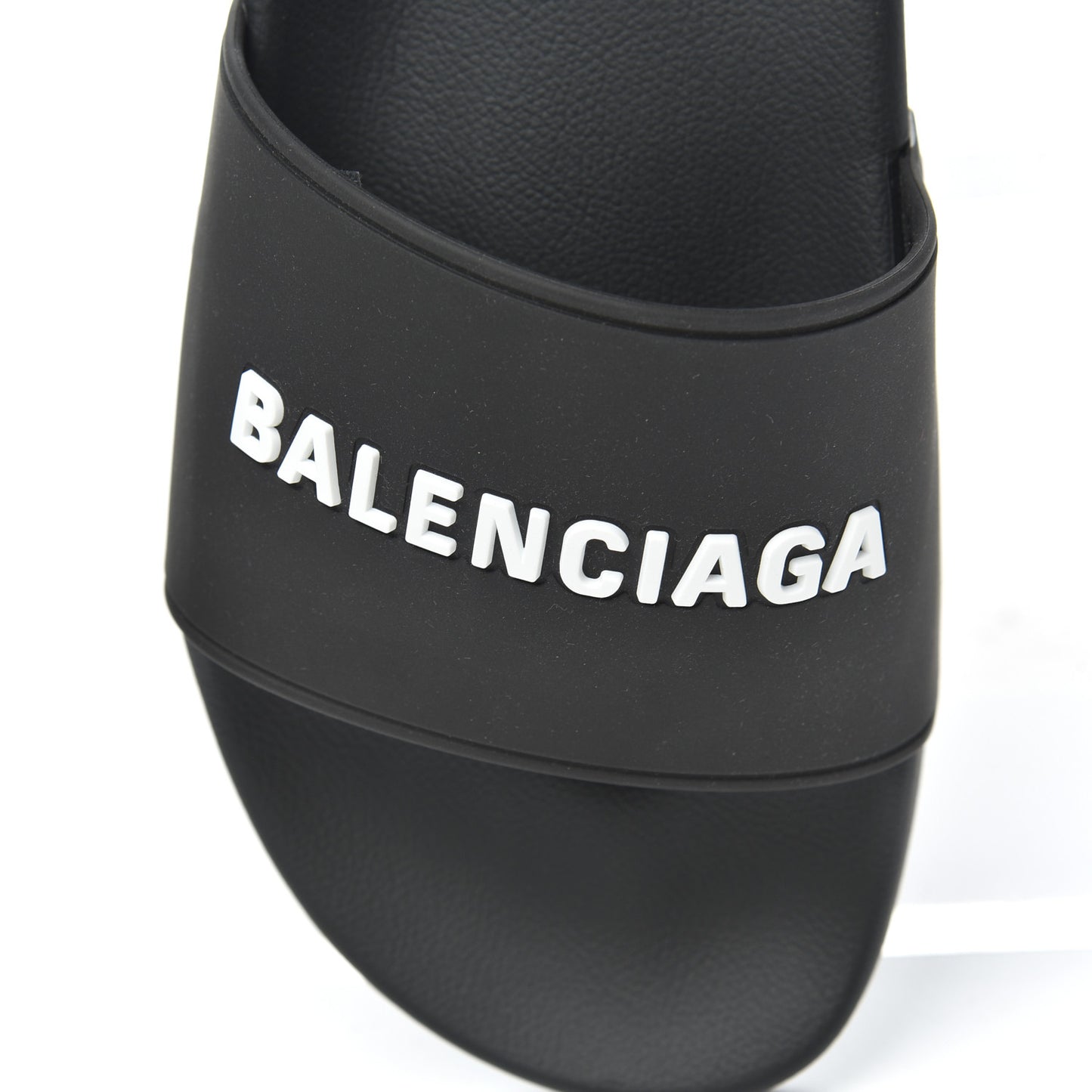 PVC Logo Mens Pool Slide Sandals 42 Black White