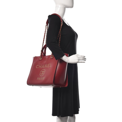 Chanel Caviar Small Studded Deauville Tote Red 2 of 10