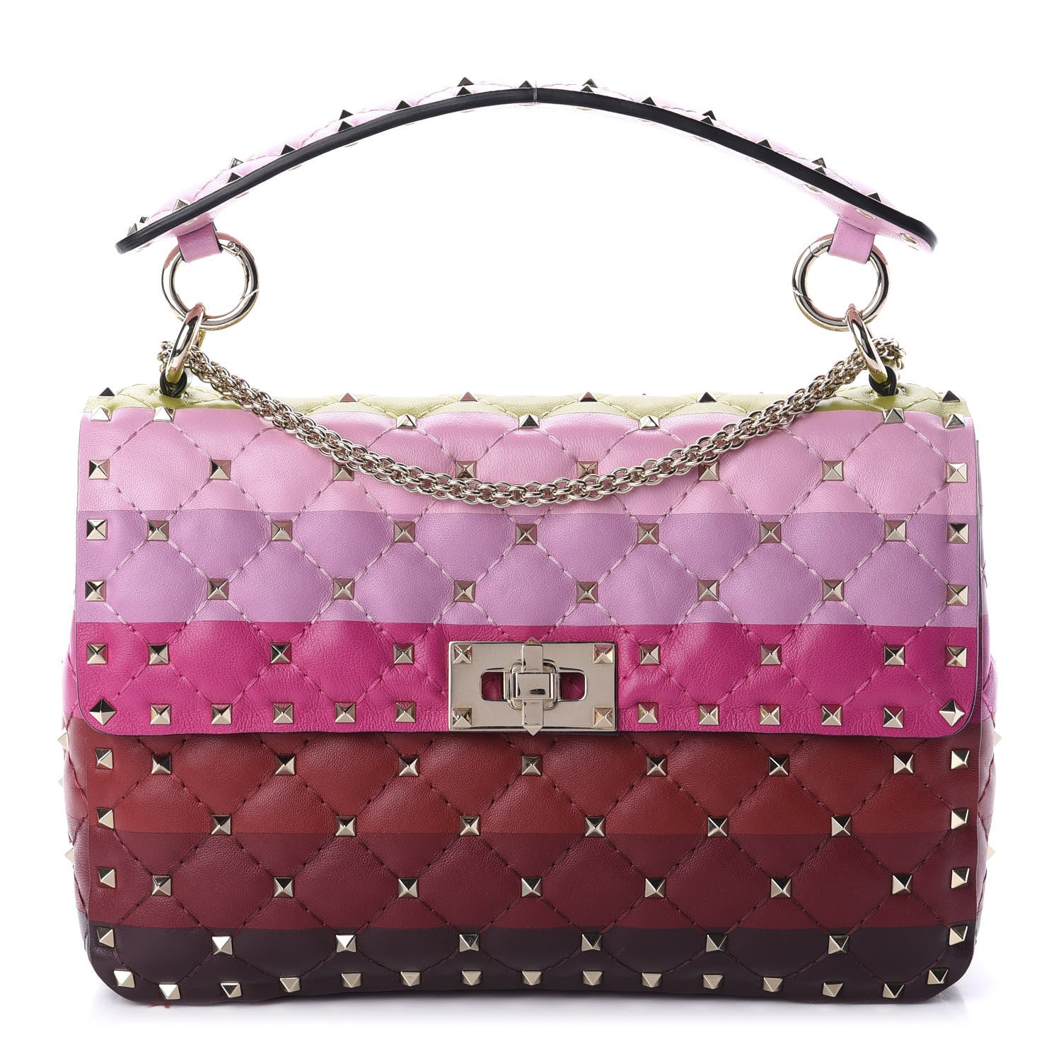 Valentino Garavani Lambskin Stripe Intarsia Medium Rockstud Spike Shoulder Bag Multicolor 1 of 11