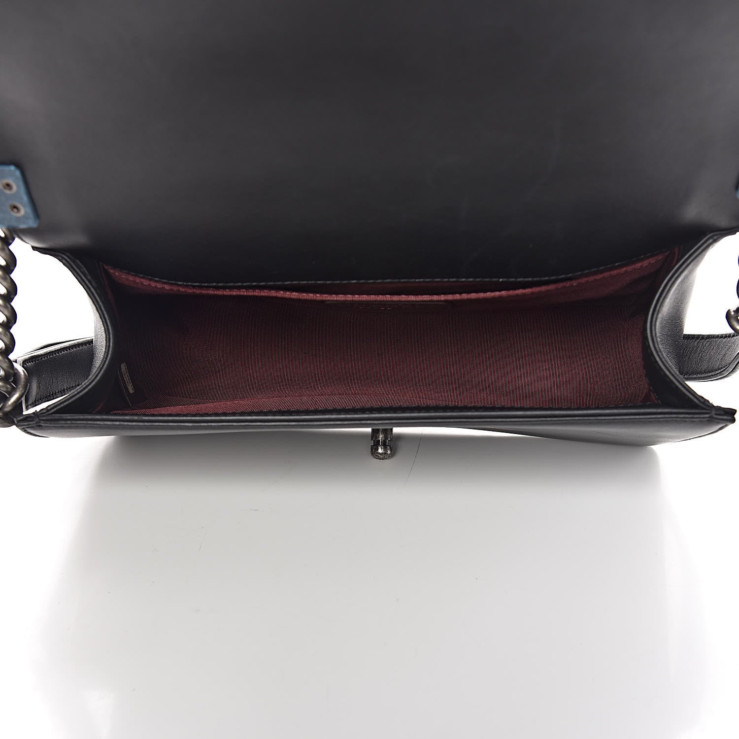 Chanel Calfskin Woven Medium Boy Flap Black Burgundy 5 of 14
