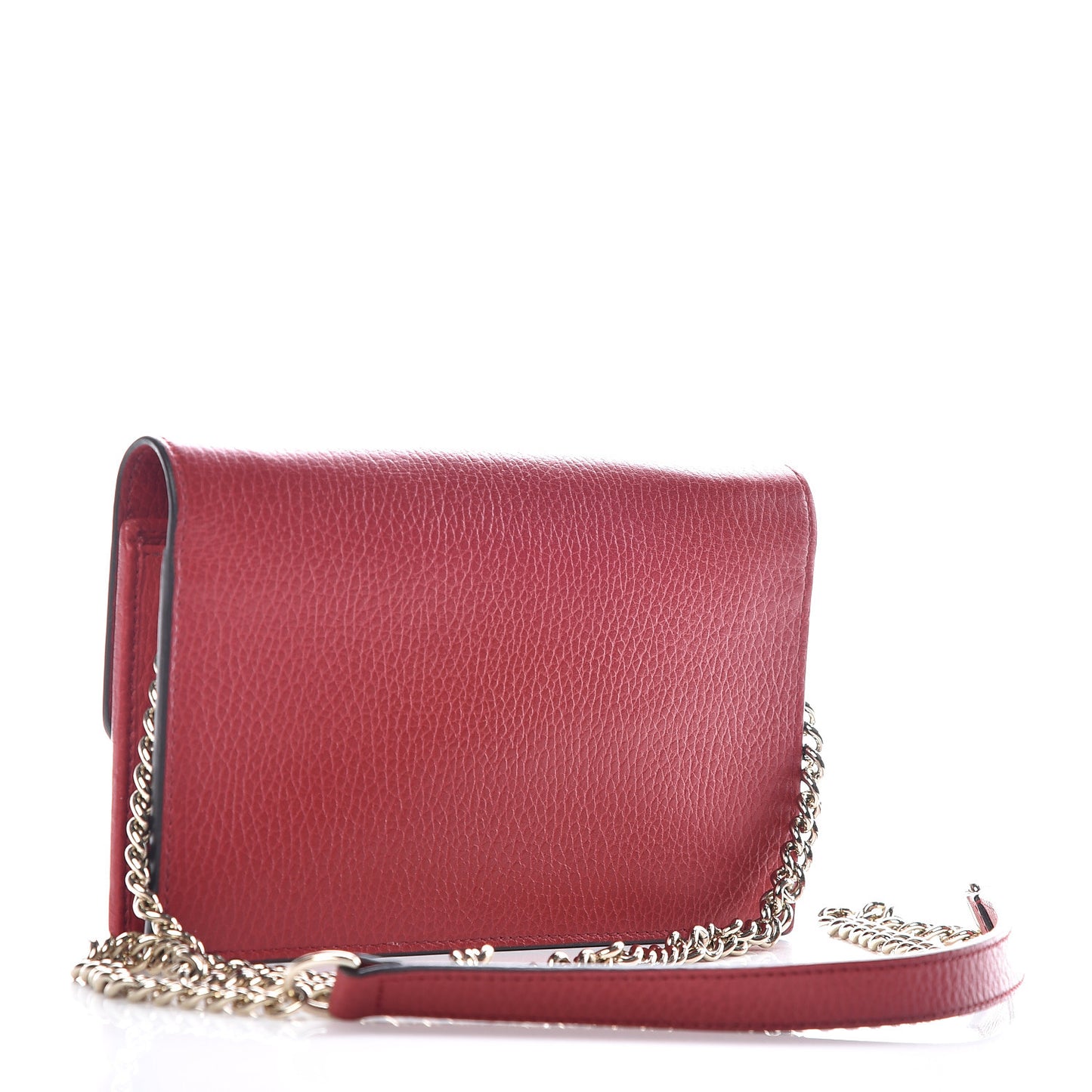 Dollar Calfskin Interlocking G Chain Wallet Red