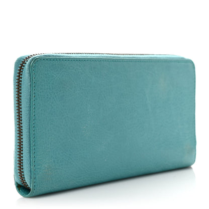 Balenciaga Agneau Classic Hardware Continental Zip Around Wallet Bleu Tropical 3 of 6