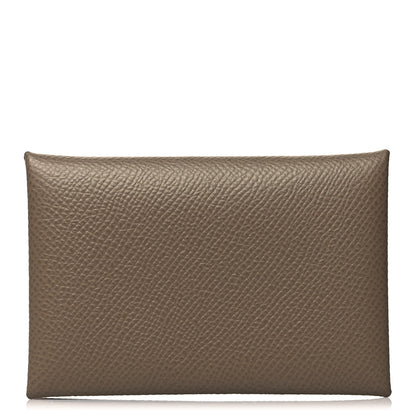 Hermes Epsom Calvi Card Case Etoupe 1 of 13