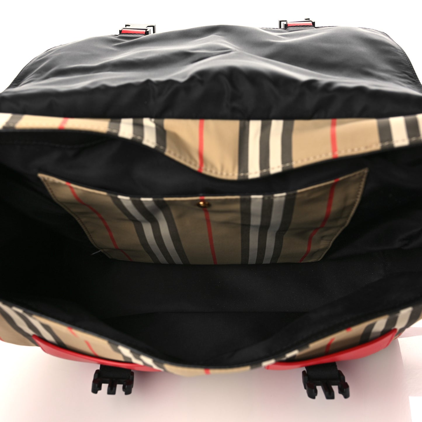 Canvas House Check Convertible Satchel Backpack Bright Military Red