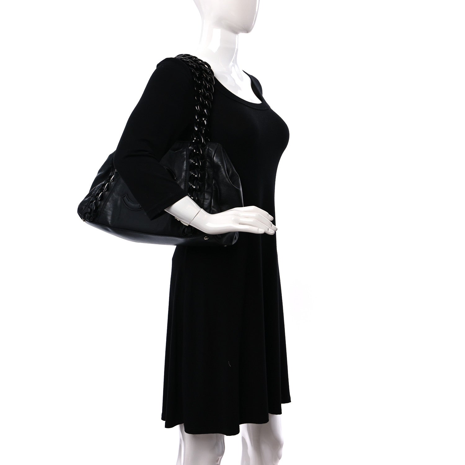 Chanel Calfskin Modern Chain Rhodoid East West Tote Black 2 of 9