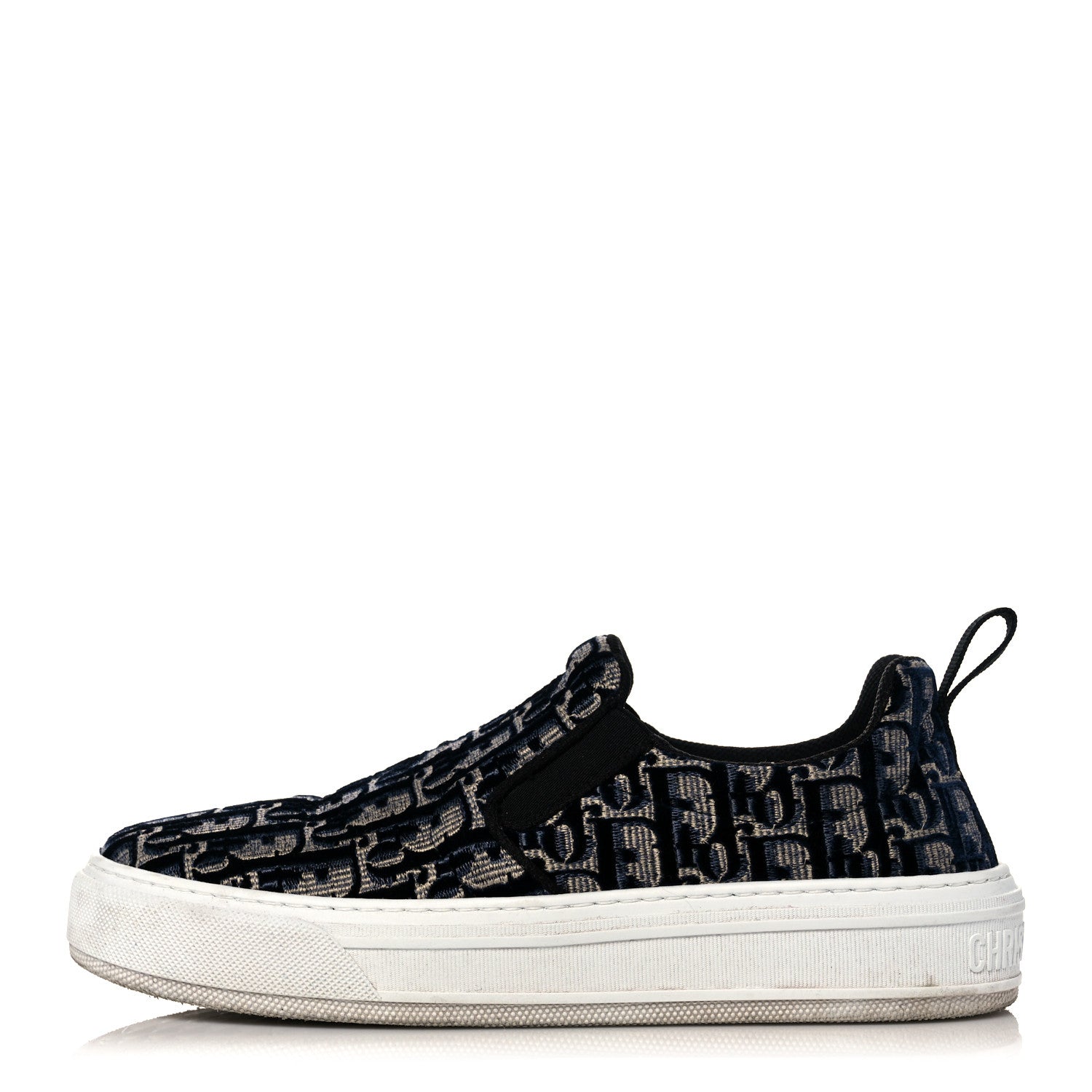 Christian Dior Velvet Oblique Womens Solar Slip On Sneakers 38.5 Deep Blue 1 of 11