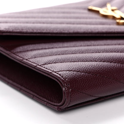 Saint Laurent Grain De Poudre Matelasse Chevron Monogram Envelope Clutch Rouge Legion 9 of 14