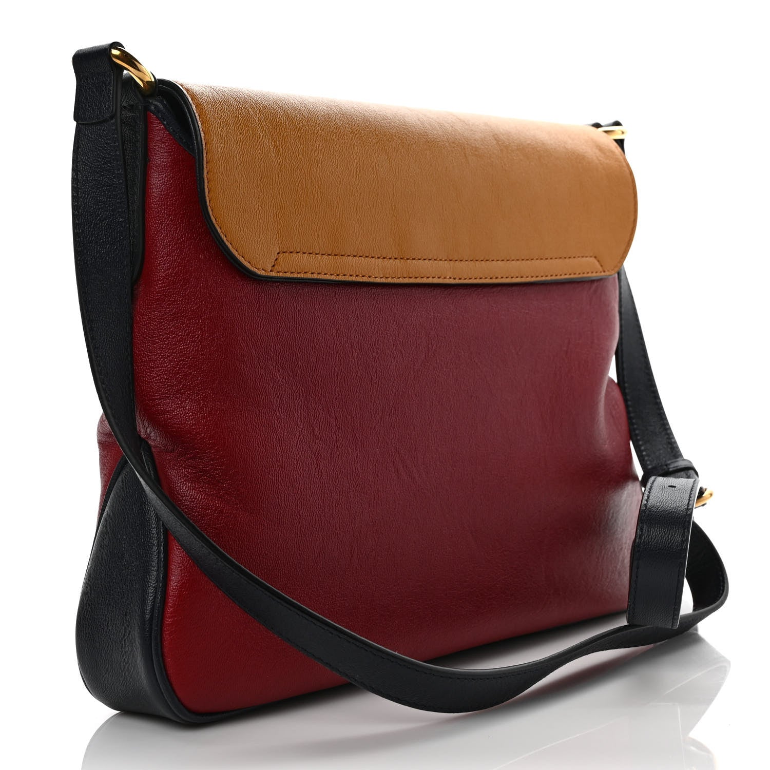 Gucci New Sakai Calfskin Lux Tri-Color Medium Dahlia Messenger Shoulder Bag New Cherry Red Sun Oil Blue 3 of 9