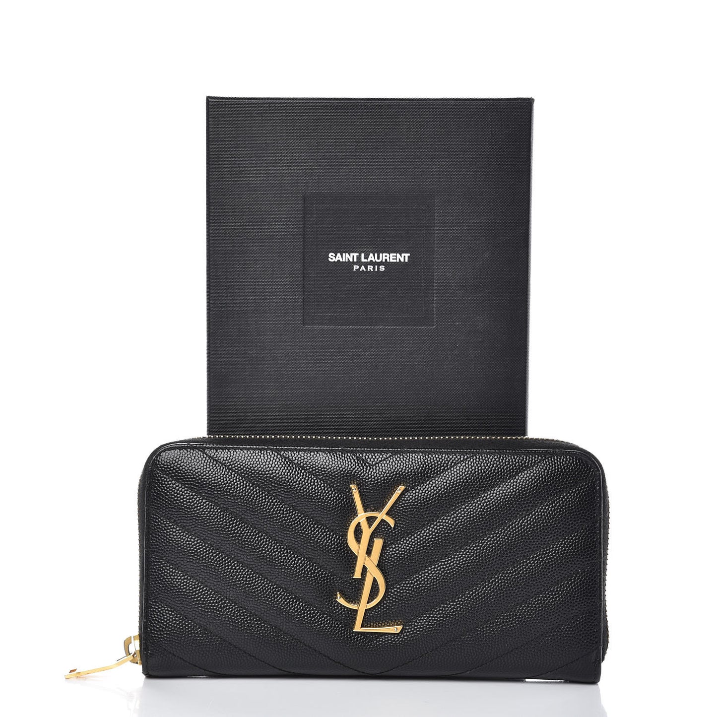 Grain De Poudre Matelasse Chevron Monogram Zip Around Wallet Black