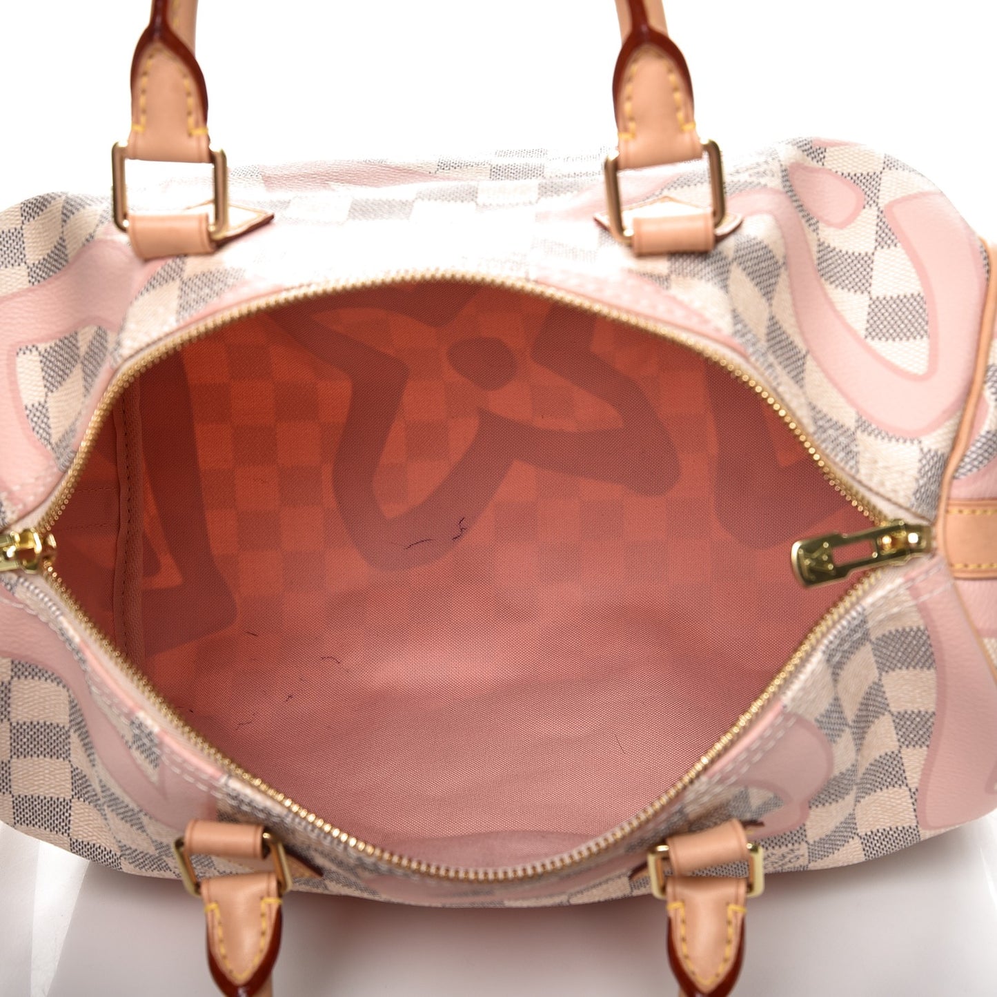Damier Azur Tahitienne Speedy Bandouliere 30 Rose Ballerine