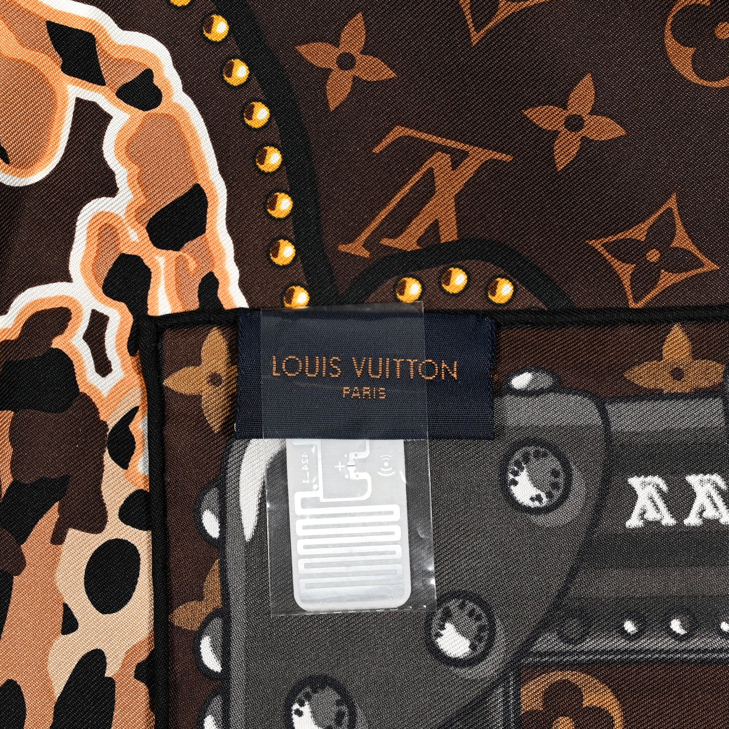 Louis Vuitton Silk Monogram LV World Square Scarf Brown 3 of 3