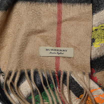 Burberry Cashmere Giant Check EKD Fringe Scarf Camel Multicolor 5 of 5