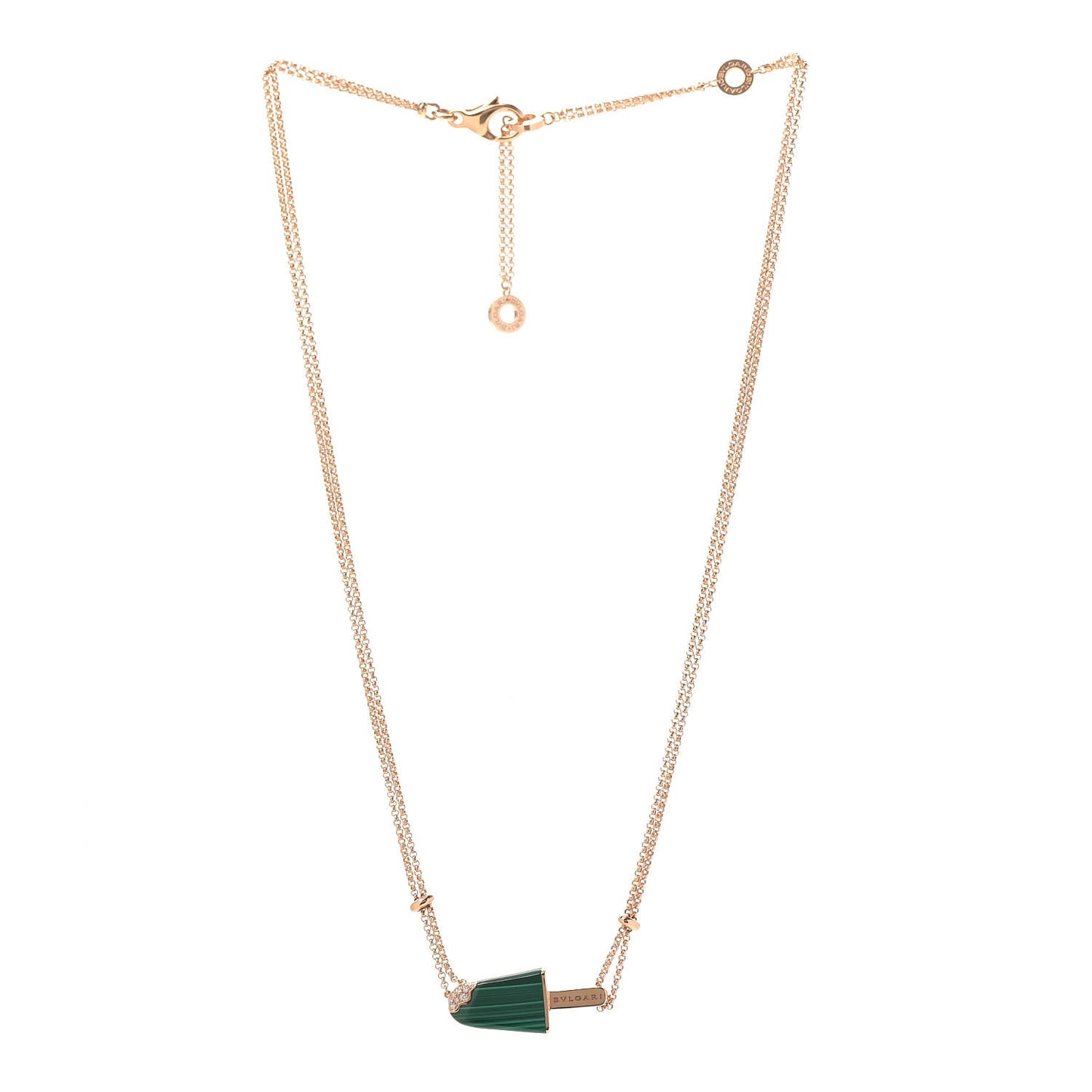 18K Rose Gold Diamond Malachite Gelati Necklace