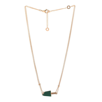 Bulgari 18K Rose Gold Diamond Malachite Gelati Necklace 3 of 8