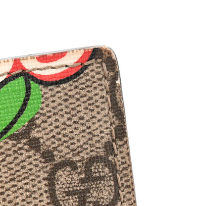 Gucci GG Supreme Monogram Apple Card Case Wallet Beige Multicolor Lobster Red 11 of 11