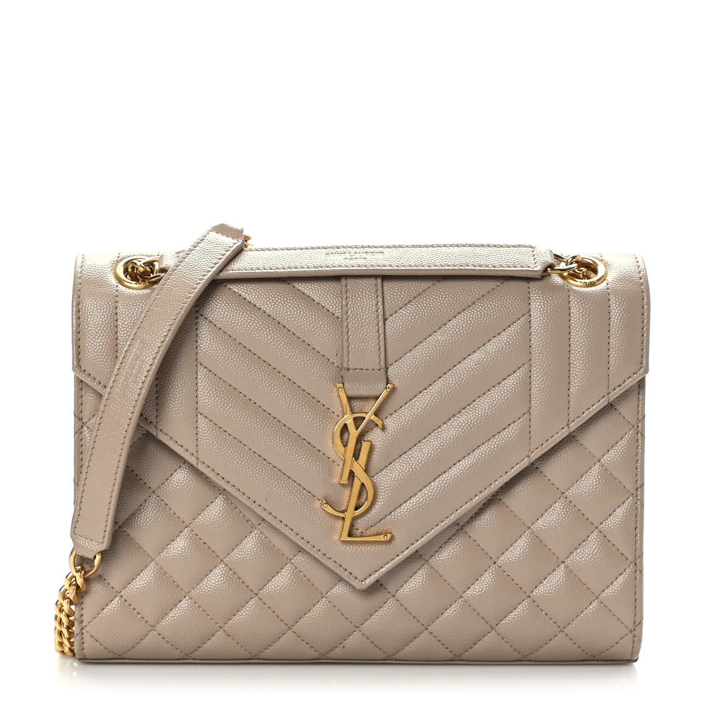 Grain De Poudre Textured Mixed Matelasse Medium Triquilt Monogram Satchel Dark Latte