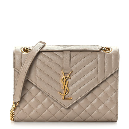 Saint Laurent Grain De Poudre Textured Mixed Matelasse Medium Triquilt Monogram Satchel Dark Latte 1 of 8