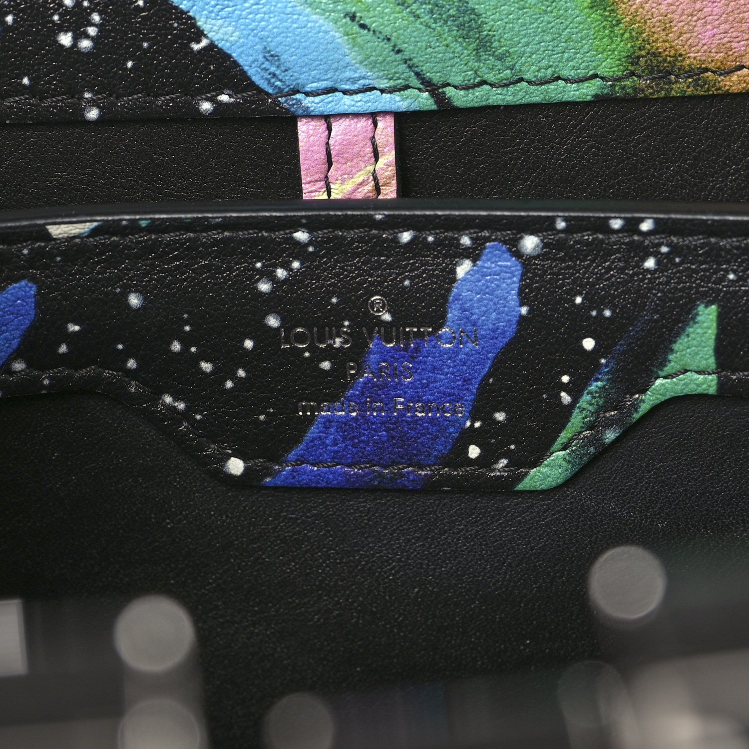 Louis Vuitton Calfskin Splash Print Capucines PM Black 5 of 8