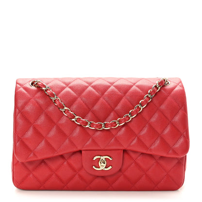 Chanel Caviar Quilted Jumbo Double Flap Red 1 of 10