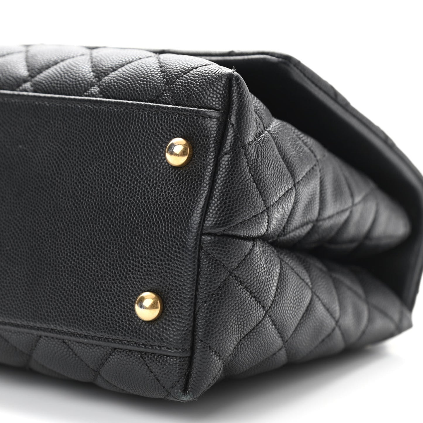 Caviar Quilted Small Coco Handle Flap Black