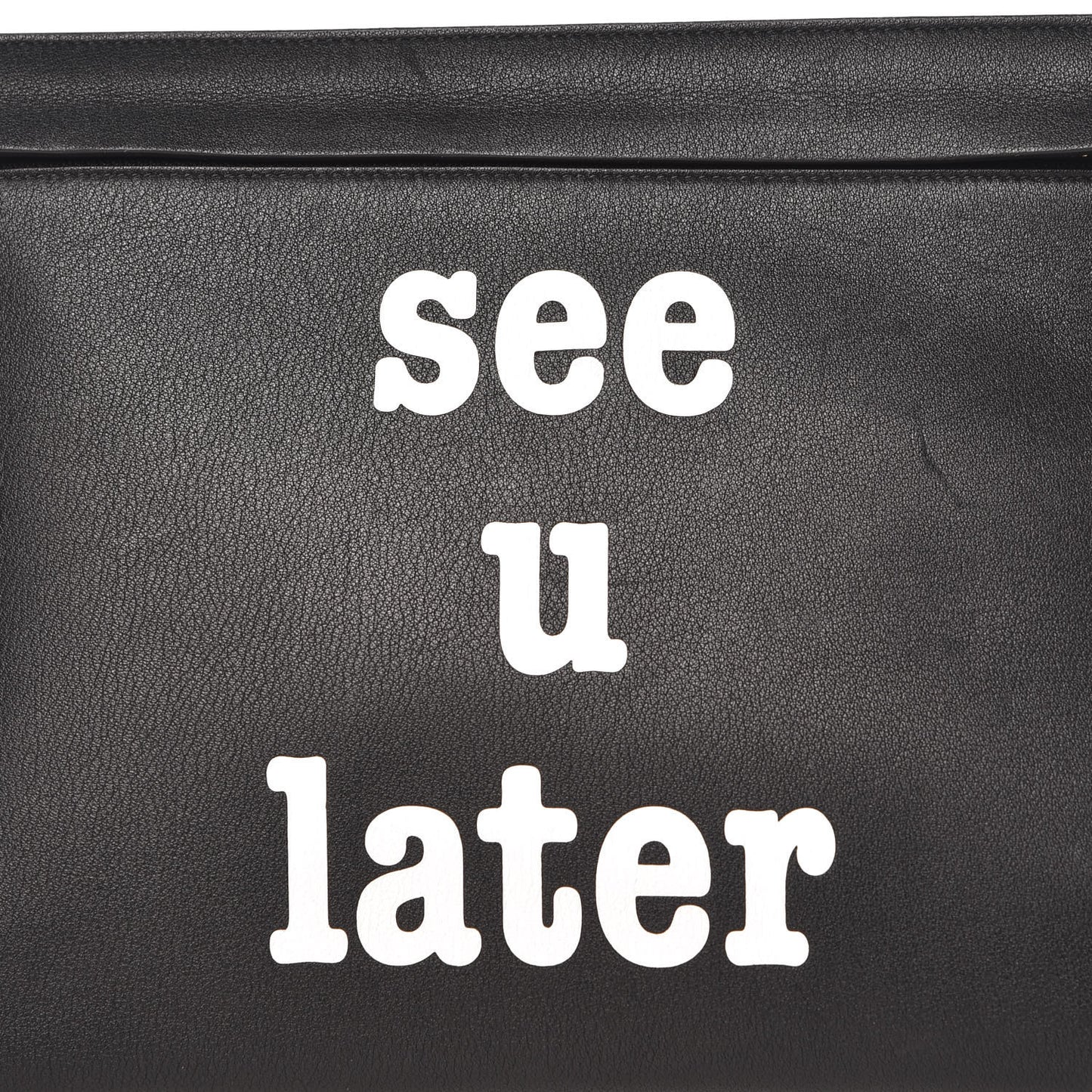 Calfskin See U Later T Pouch Bag Black White