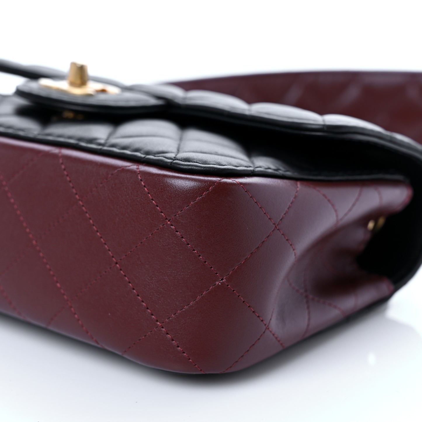 Calfskin Quilted Small Strap Into Flap Bag Black Brown