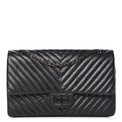 Chanel Aged Calfskin Chevron Quilted 2.55 Reissue 227 Flap So Black 1 of 10