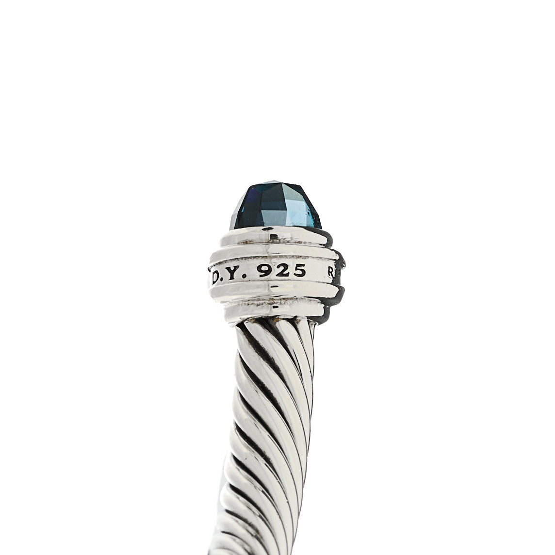 Sterling Silver Diamond Hampton Blue Topaz 5mm Cable Classics Bracelet