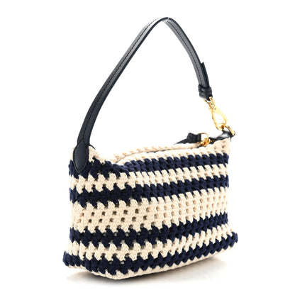 Miu Miu Fabric Crochet Pouch Blue White 2 of 9