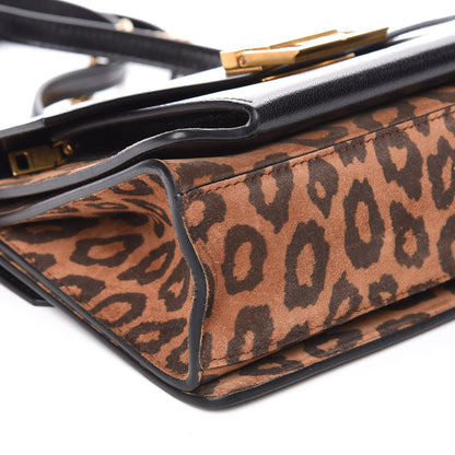 Givenchy Calfskin Suede Leopard Print Small GV3 Shoulder Bag Black Chestnut 5 of 8