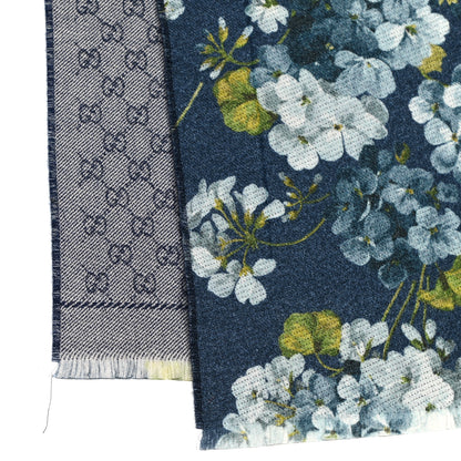 Gucci Wool Jacquard GG Monogram Miniorophin Scarf Midnight Blue Sky Blue 3 of 4