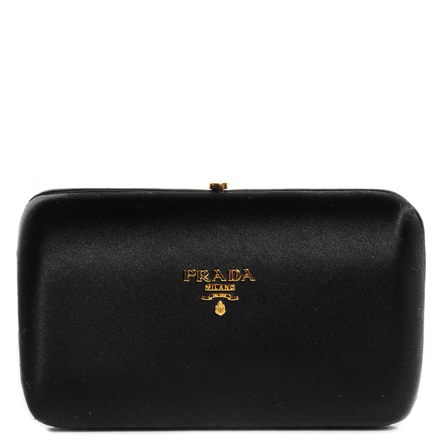 Prada Satin Box Clutch Black 1 of 8