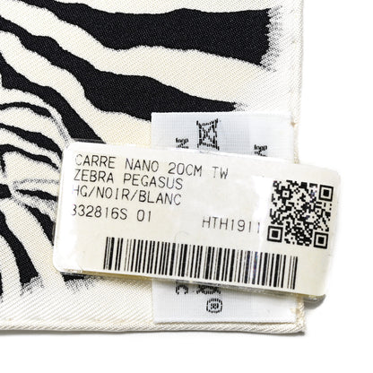 Hermes Silk Zebra Pegasus Nano Scarf 20 Black White 2 of 4