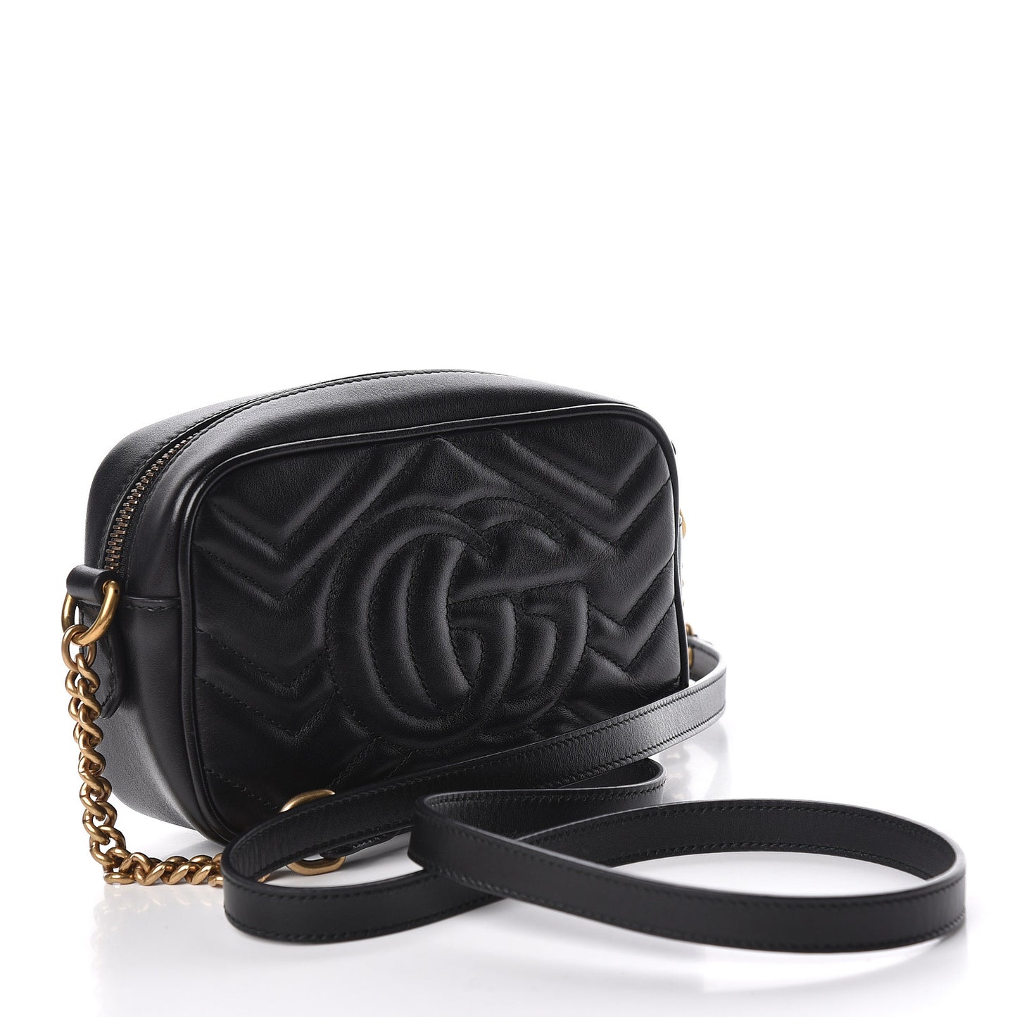 Calfskin Matelasse Mini GG Marmont Chain Shoulder Bag Black
