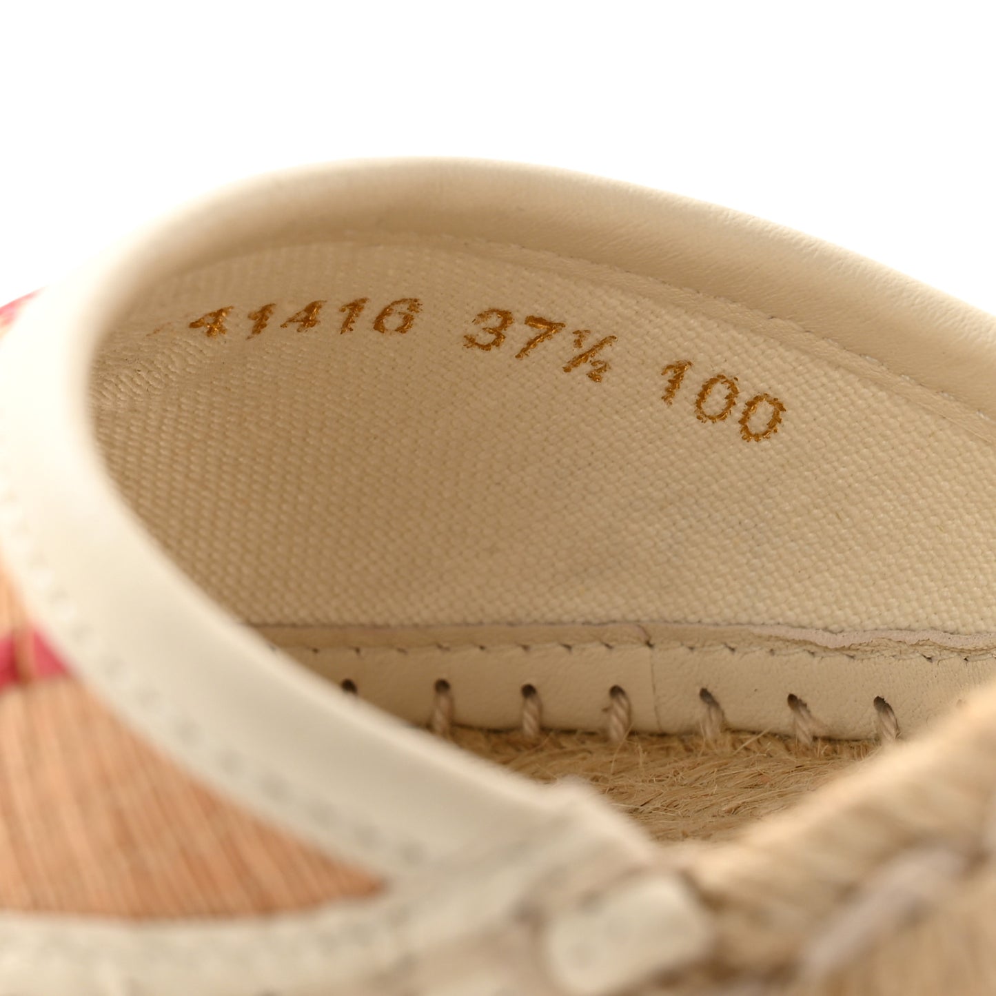 GG Raffia Monogram Ankle Wrap Platform Espadrille Wedge Sandals 37.5 Beige