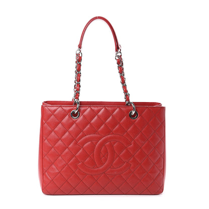 Chanel Caviar Quilted Grand Shopping Tote GST Red 1 of 9