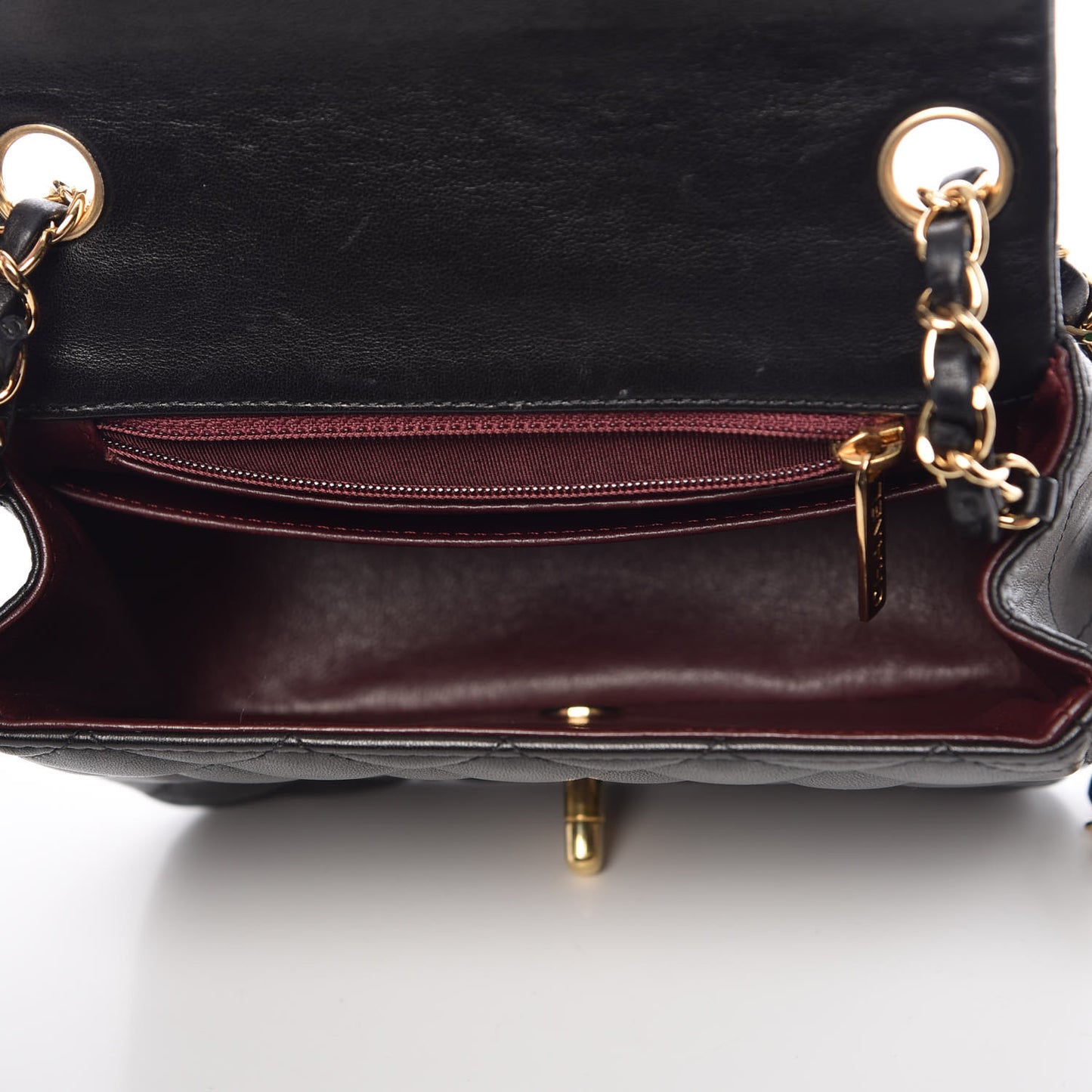 Lambskin Quilted Mini Square Flap Black