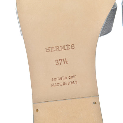 Hermes Epsom Oran Sandals 37.5 Bleu Glacier 7 of 12