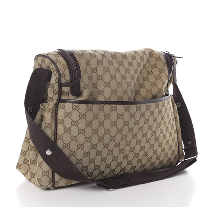 Gucci Monogram Natural Pigskin Large Diaper Bag Beige Ebony Cocoa Dark Chocolate 4 of 10