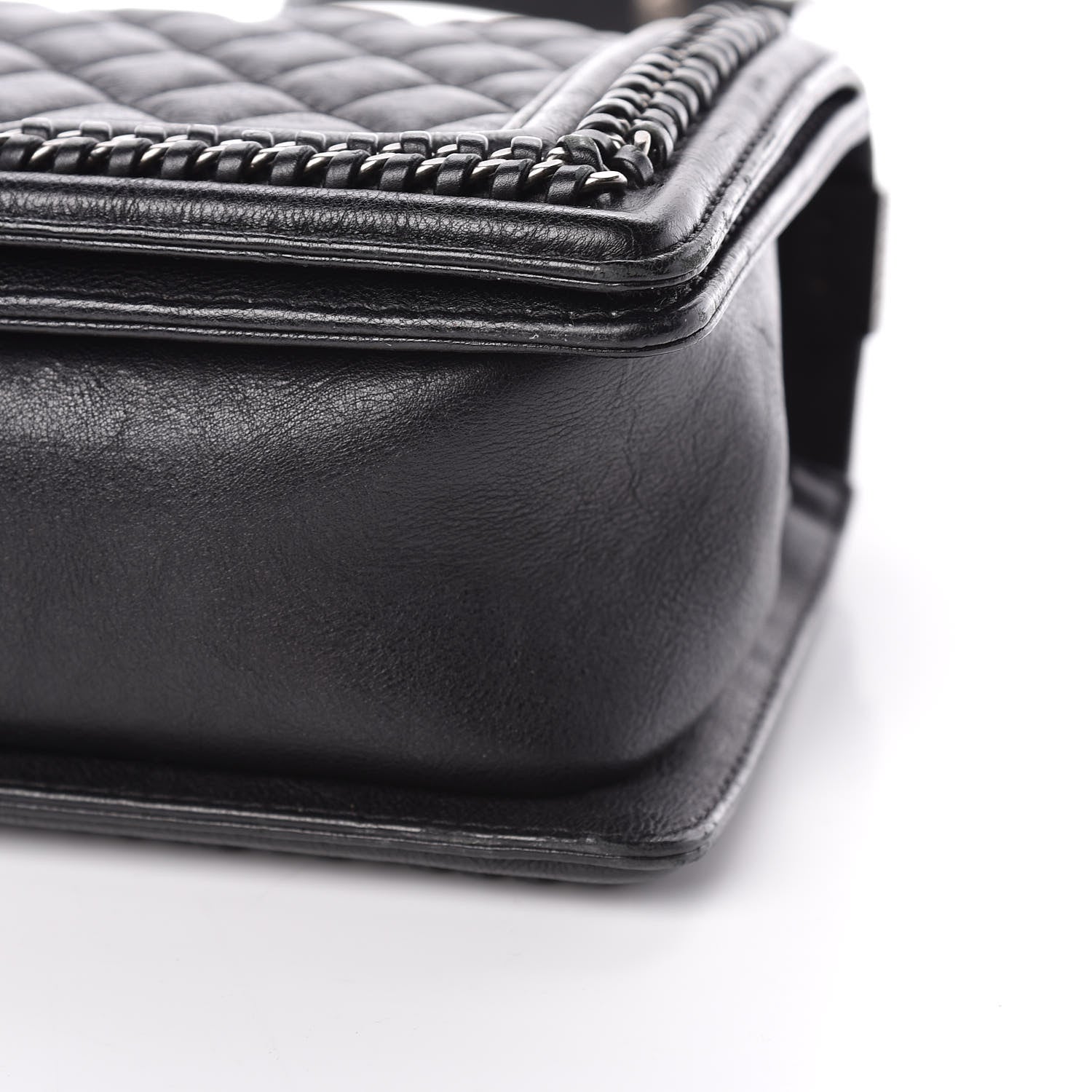 Chanel Calfskin Quilted Medium Boy Top Handle Flap Black 7 of 13