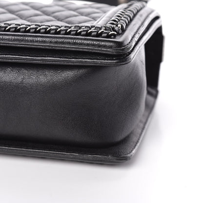 Chanel Calfskin Quilted Medium Boy Top Handle Flap Black 7 of 13