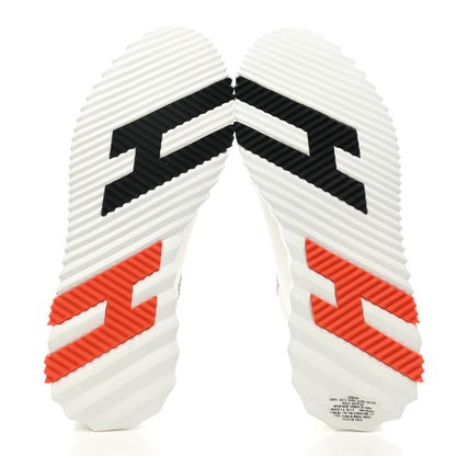 Hermes Technical Canvas Suede Goatskin Bouncing Sneakers 42 White Orange 5 of 10