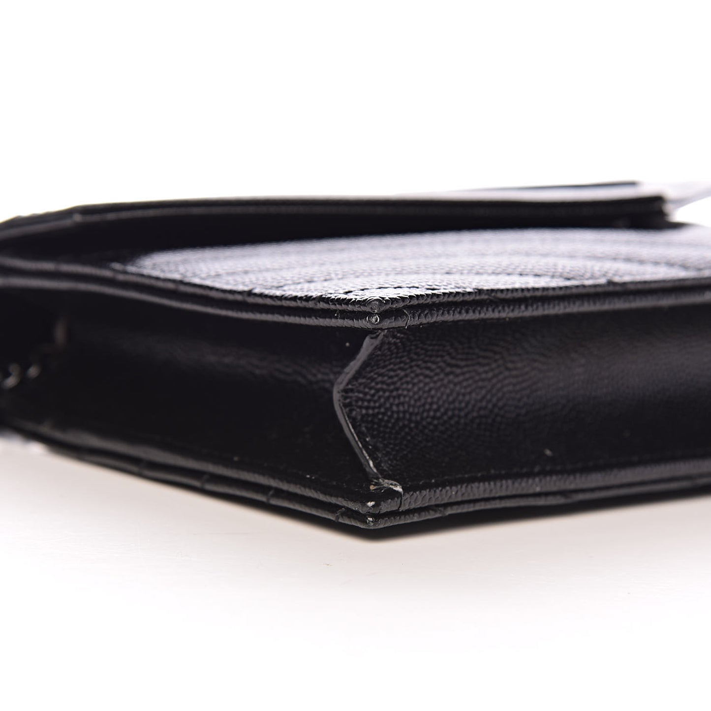 Grain De Poudre Matelasse Chevron Monogram Envelope Chain Wallet Black