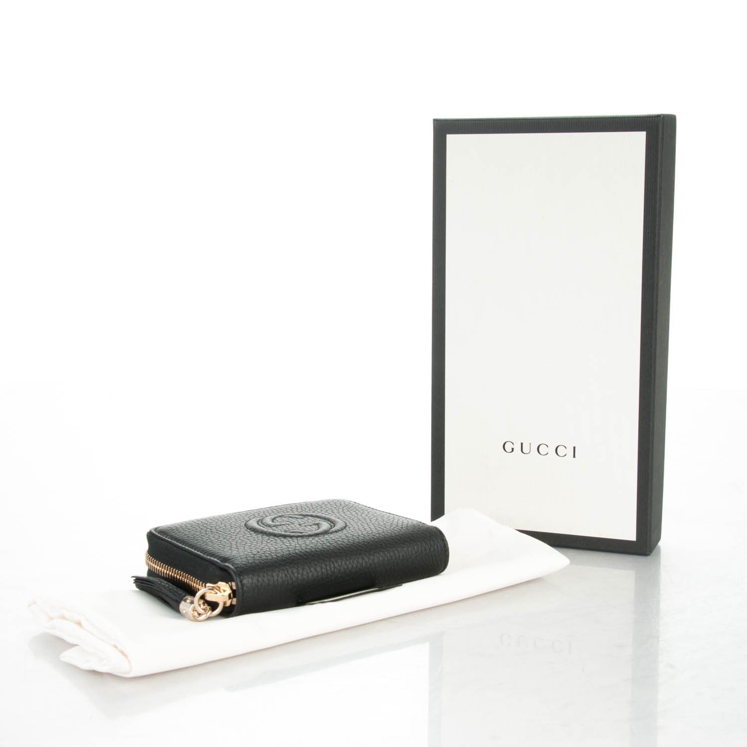 Gucci Pebbled Calfskin Soho Compact Disco Zip Around Wallet Black 4 of 7