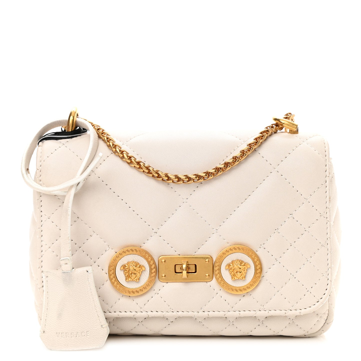 Nappa Quilted Icon Shoulder Bag White